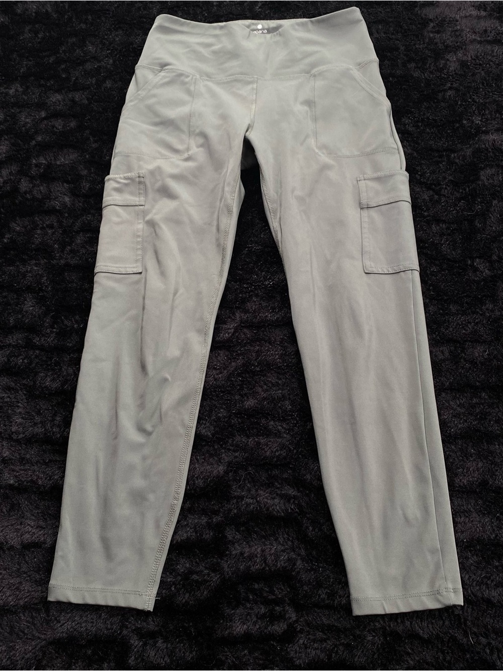 Apana Women’s Medium Gray Cargo Leggings Stretch Yoga Pants Pockets Cropped